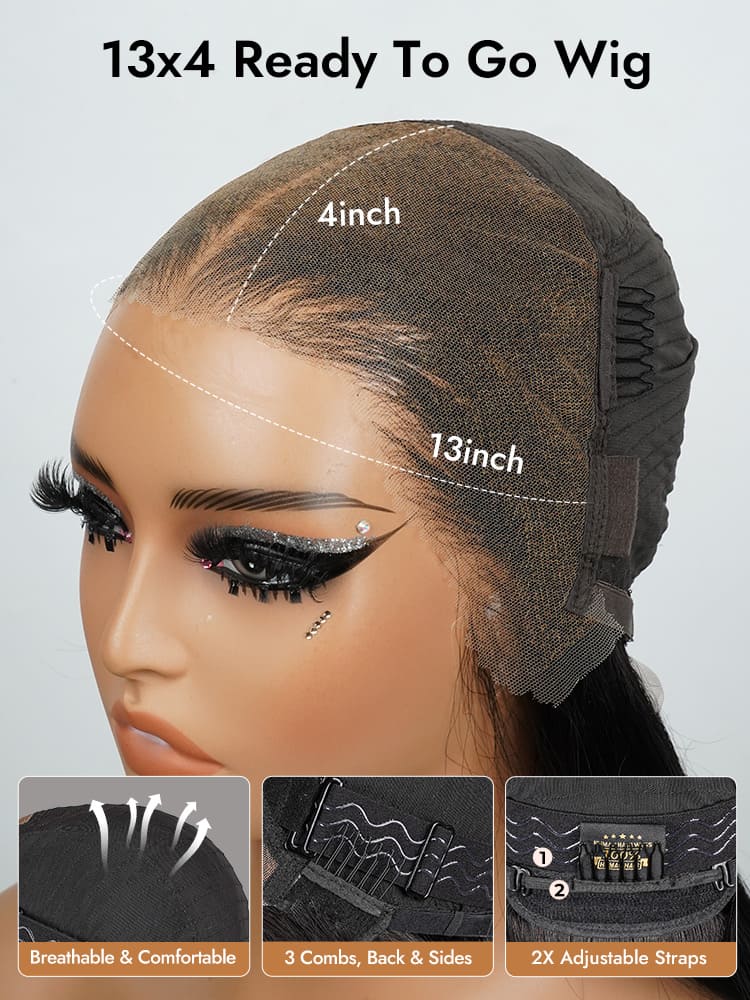 Pre-Styled C Part Highlight Ash Blonde Layered Cut Body Wave 13x4 Lace Front Ready To Go Wig