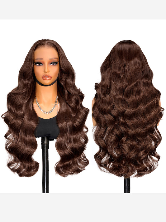 #4 Dark Brown Colored 13x6 HD Lace Front Wigs 250% Density Straight And Body Wave Wigs