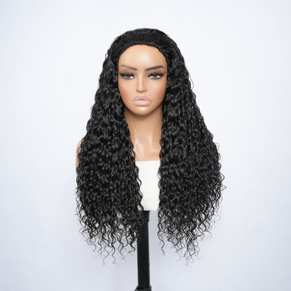 9A Virgin Hair Deep Wave Half Wig with Drawstring Flip Over Wig