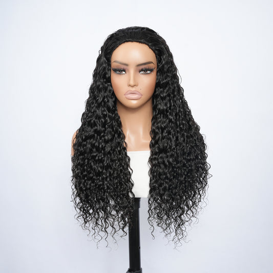9A Virgin Hair Deep Wave Half Wig with Drawstring Flip Over Wig