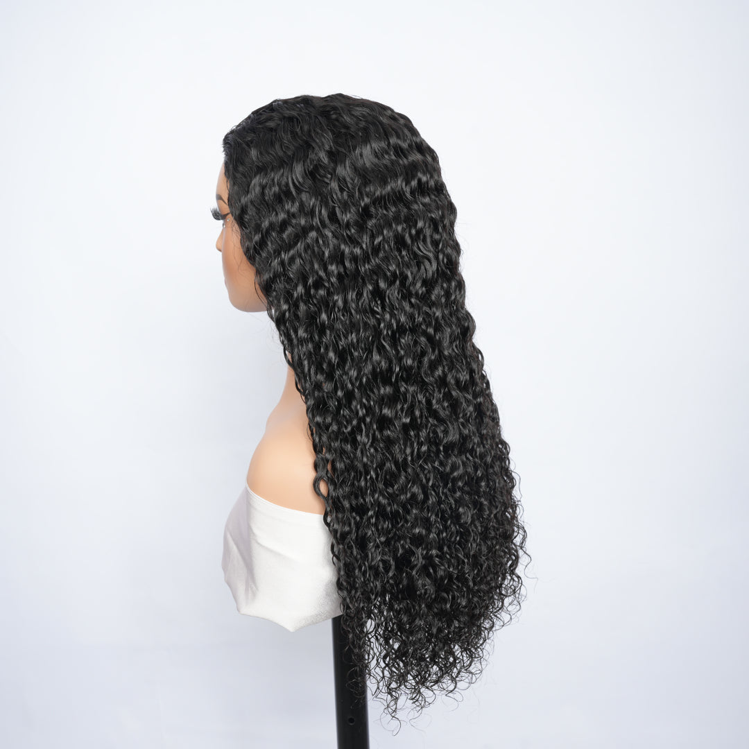 9A Virgin Hair Deep Wave Half Wig with Drawstring Flip Over Wig