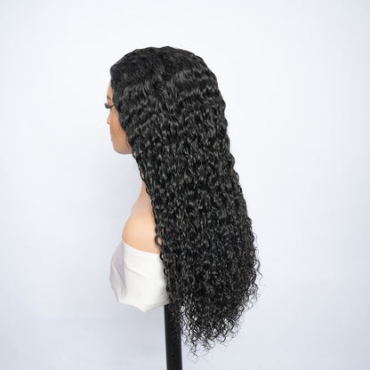 9A Virgin Hair Deep Wave Half Wig with Drawstring Flip Over Wig