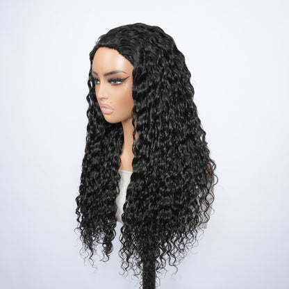 9A Virgin Hair Deep Wave Half Wig with Drawstring Flip Over Wig
