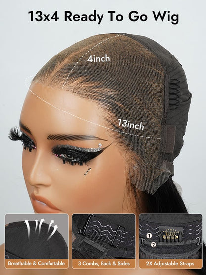 Pre-Styled C Part Highlight Ash Blonde Layered Cut Body Wave 13x4 Lace Front Ready To Go Wig