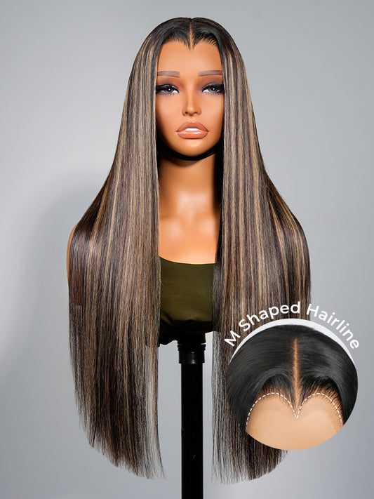 M Shaped Hairline Straight 13x6 HD Lace Wig With Highlights 250% Density
