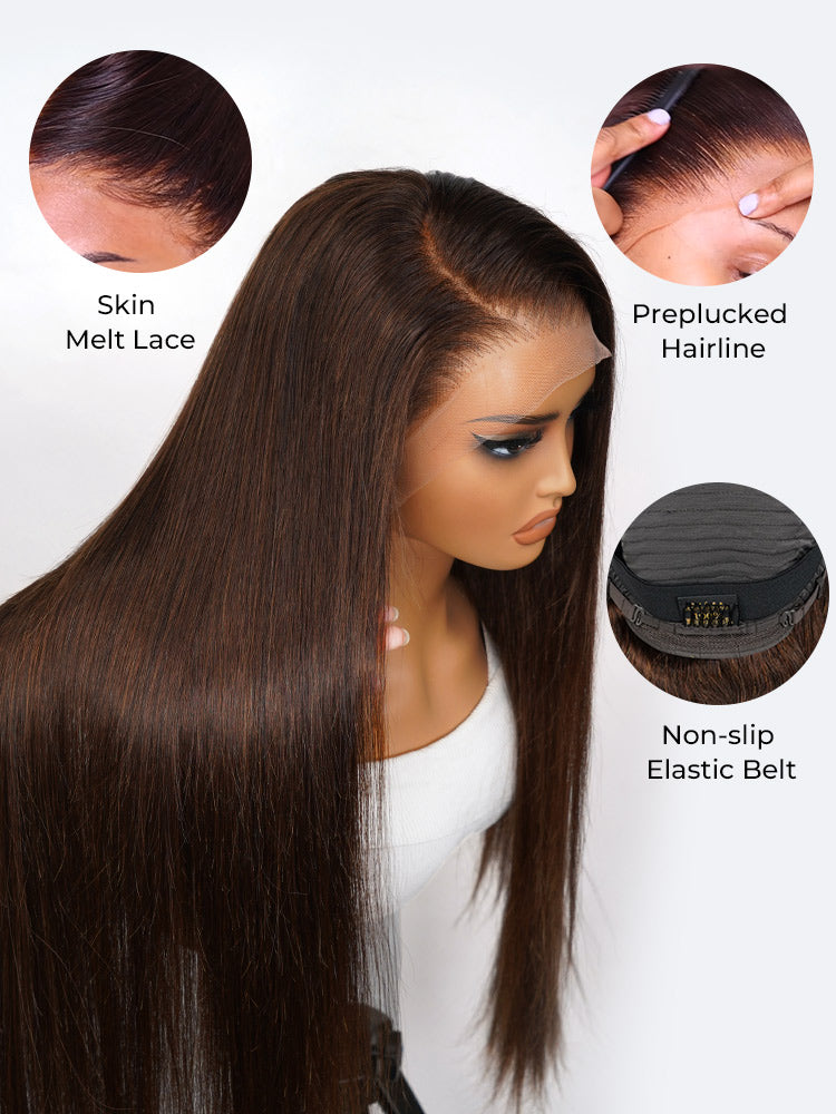 #4 Dark Brown Colored 13x6 HD Lace Front Wigs 250% Density Straight And Body Wave Wigs