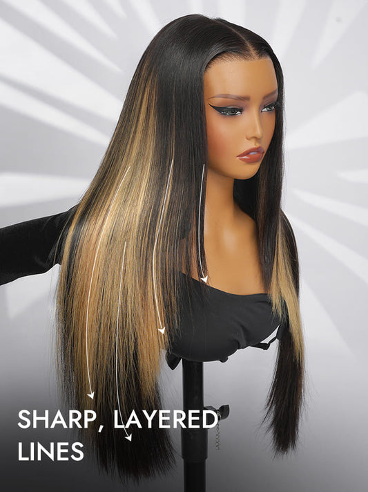 Highlight Straight Layer Cut 6x8 Lace Closure Ready To Go Glueless Wigs