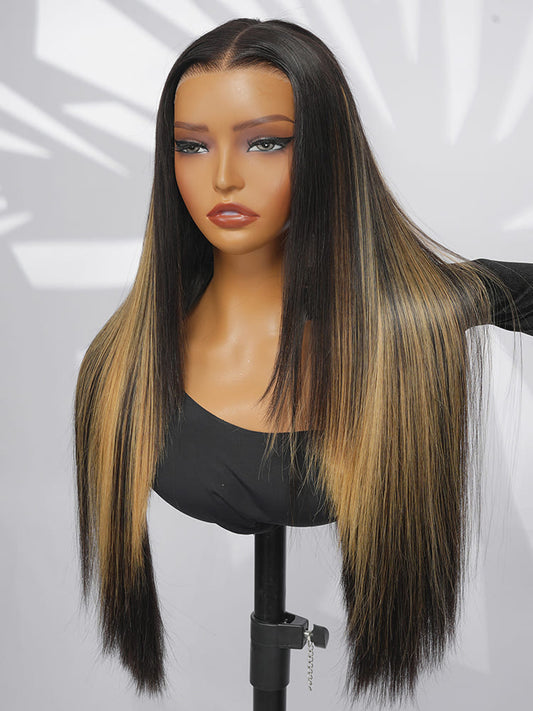 Highlight Straight Layer Cut 6x8 Lace Closure Ready To Go Glueless Wigs