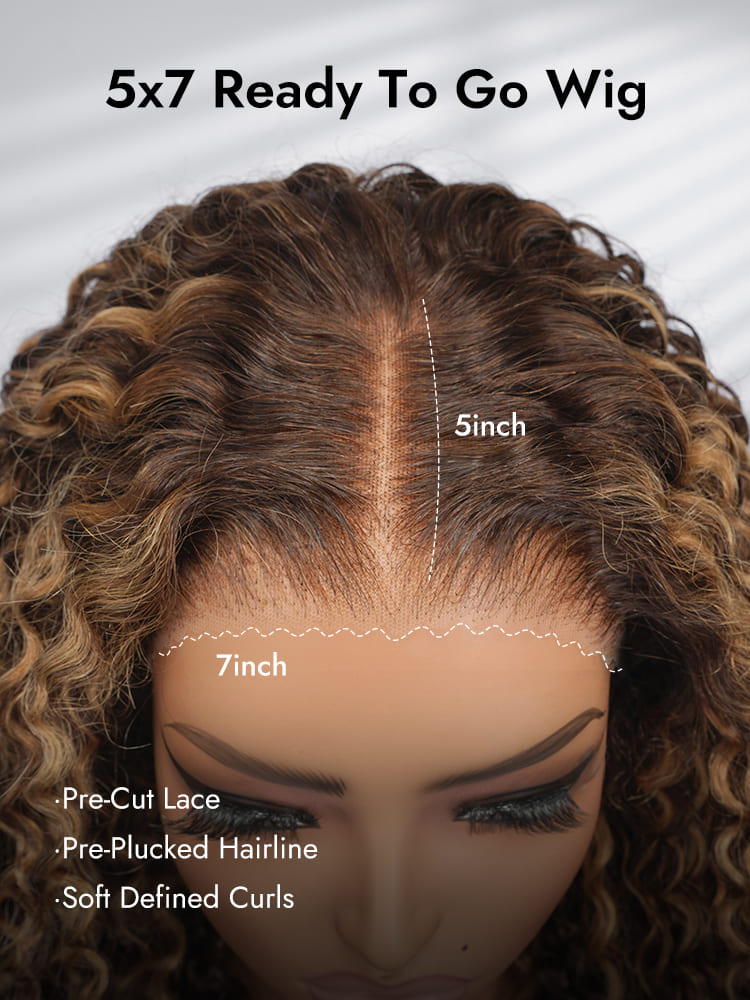 P4/27 Highlight Burmese Curly 13x6 Ready To Go Lace Front Wigs With Finger Coiling Ends