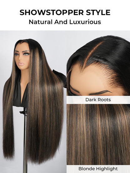 Ombre Blonde Highlight M Hairline Straight 13x6 Lace Front Wig