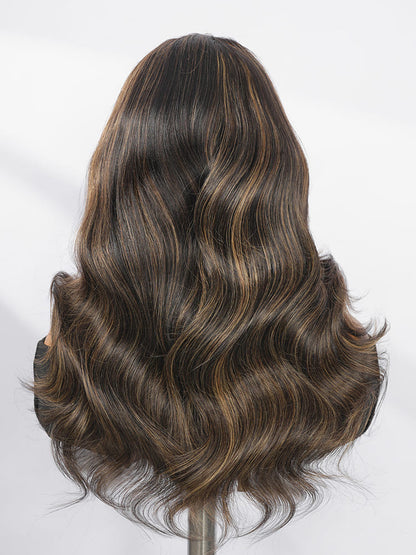 Pre-Styled C Part Highlight Ash Blonde Layered Cut Body Wave 13x4 Lace Front Ready To Go Wig