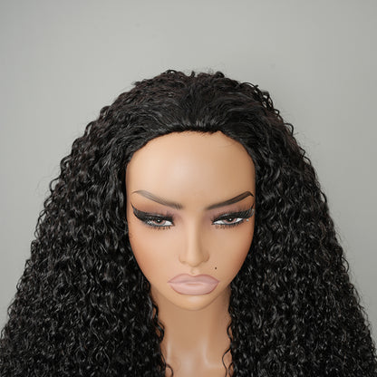 9A Virgin hair Curly Half Wig with Drawstring Flip Over Wig