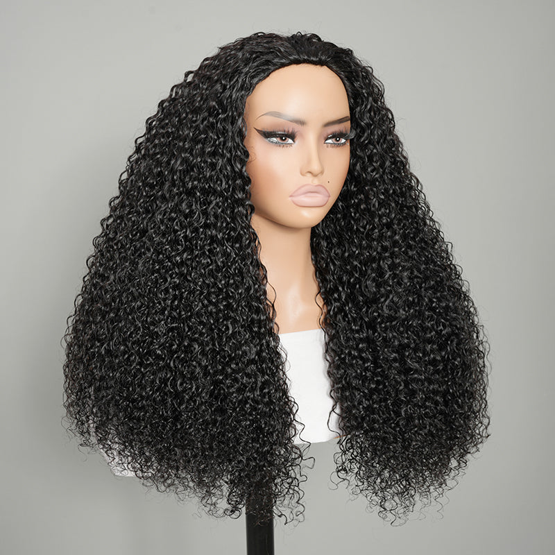 9A Virgin hair Curly Half Wig with Drawstring Flip Over Wig