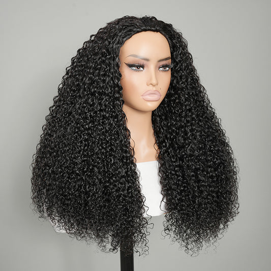 9A Virgin hair Curly Half Wig with Drawstring Flip Over Wig