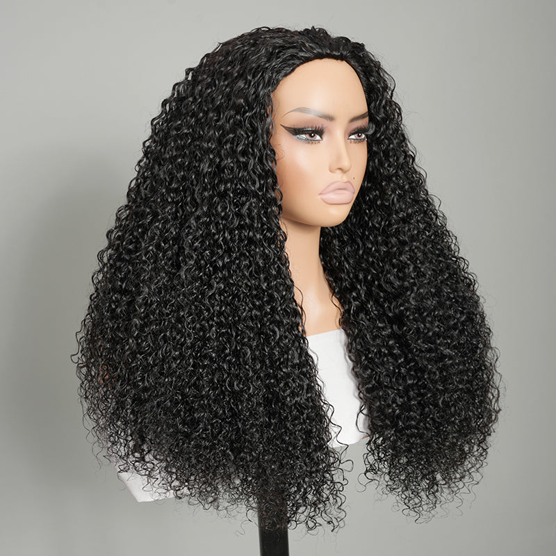 9A Virgin hair Curly Half Wig with Drawstring Flip Over Wig