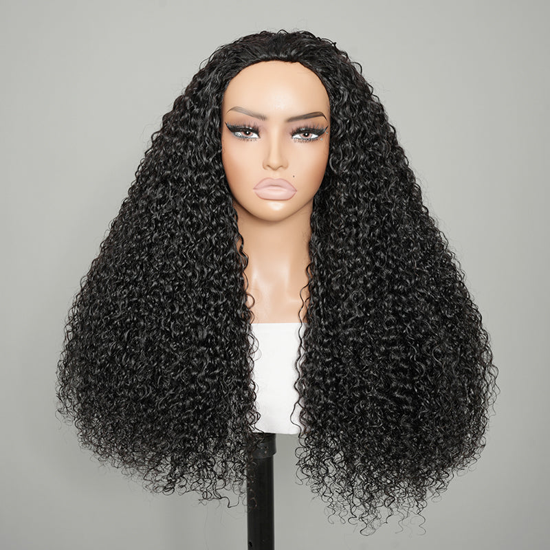 9A Virgin hair Curly Half Wig with Drawstring Flip Over Wig