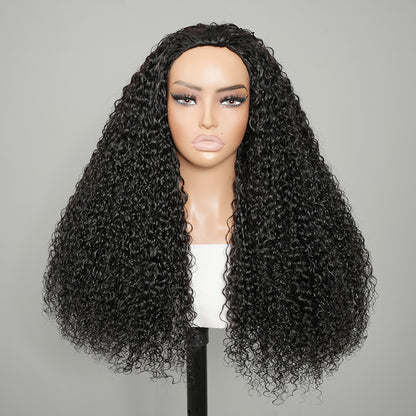 9A Virgin hair Curly Half Wig with Drawstring Flip Over Wig