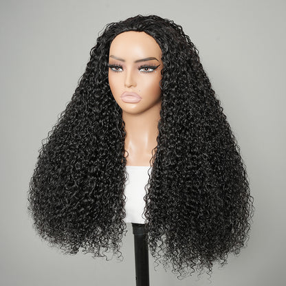 9A Virgin hair Curly Half Wig with Drawstring Flip Over Wig