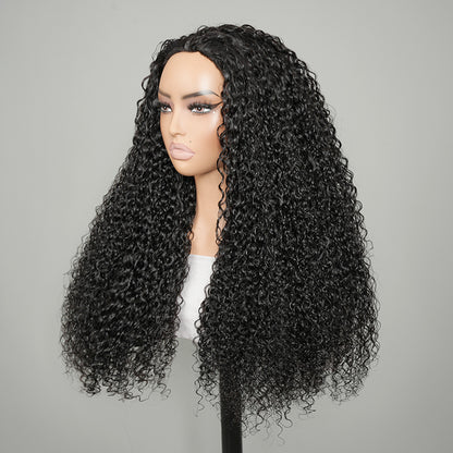 9A Virgin hair Curly Half Wig with Drawstring Flip Over Wig