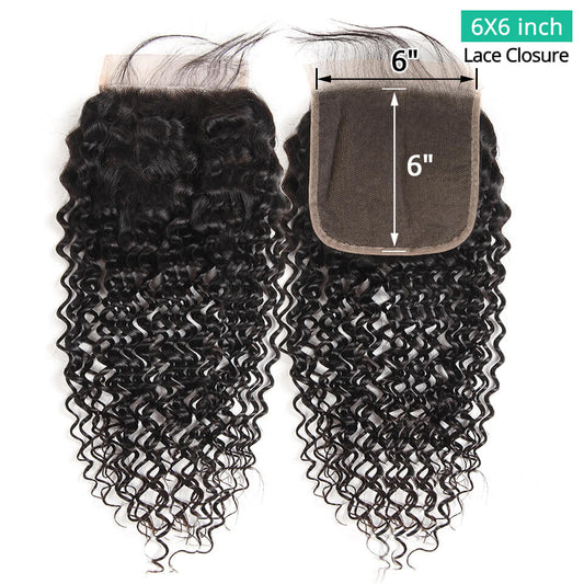 Human Hair Curly 6*6 Lace closure Human Virgin Hair HD Lace