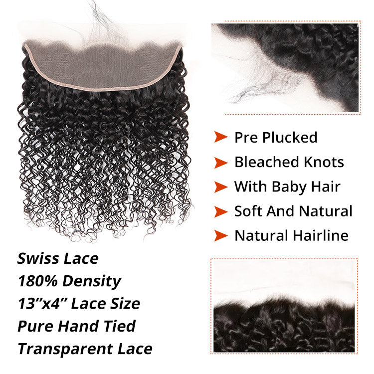 Human Hair 13*4 Curly Lace Frontal Curly Human Virgin Hair